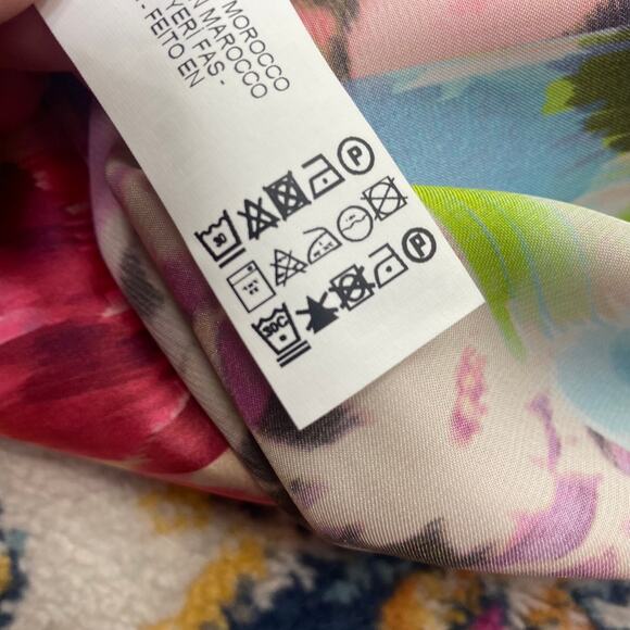 Zara Floral Print Satin Romper Long Sleeve Button Down Wrap Colorful NEW Small - Picture 9 of 9